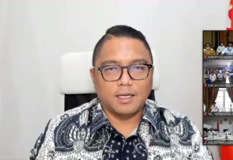 Anggota Bawaslu Fritz Edward Siregar saat mengikuti rapat secara daring bersama Pemerintah Daerah Sulawesi Tenggara, Rabu (9/9/2020). Foto: Humas Bawaslu RI