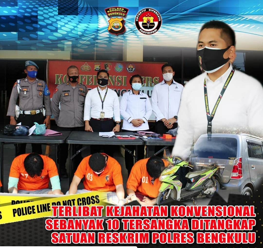 Polres Bengkulu Berhasil Ringkus 10 Tersangka 5 Kasus Berbeda 