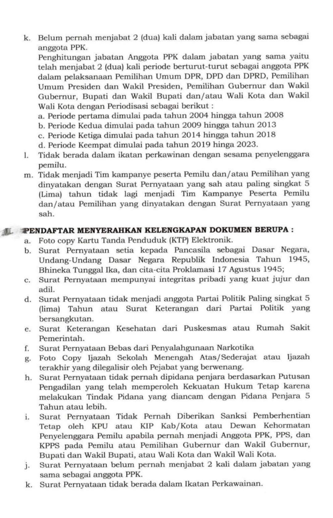 Pengumuman seleksi calon PPK Mukomuko.