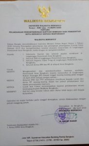 surat perintah tugas dengan Nomor : 800/635/II.BKPP/2020 