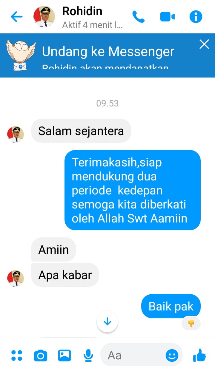 Marak Akun Palsu Mengatasnamakan Rohidin Mersyah, Masyarakat Diminta Waspada