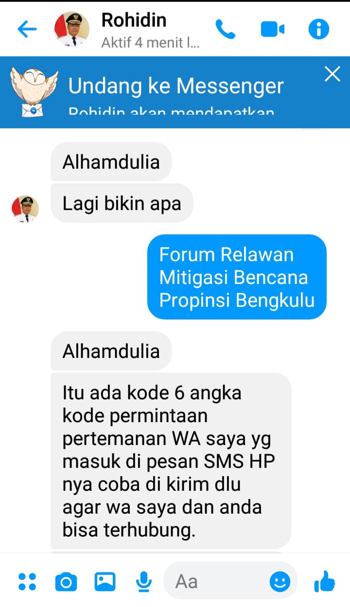 Marak Akun Palsu Mengatasnamakan Rohidin Mersyah, Masyarakat Diminta Waspada