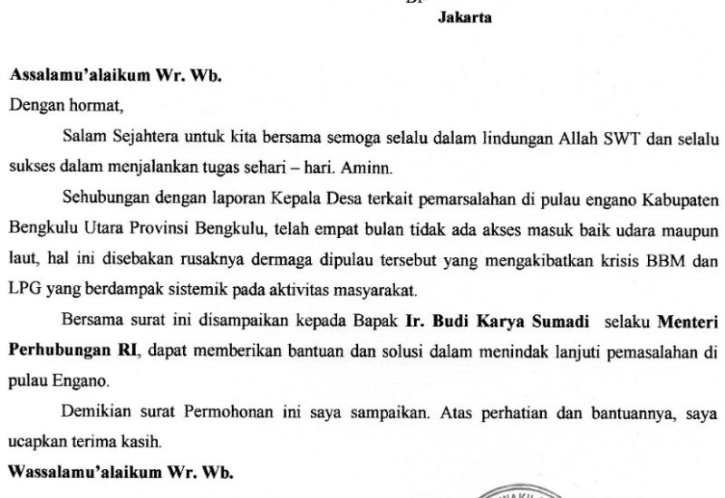 Surat yang dilayangkan Bang Ken ke Menteri Perhubungan.