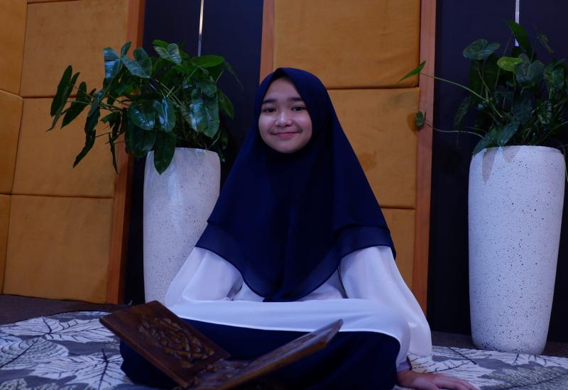 Siswi kelas 2 MTsN Andalan Pekanbaru Aisyah Nur Ramadhani