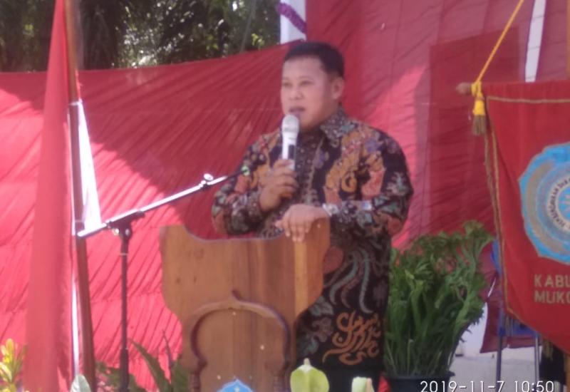 Bupati Mukomuko Choirul Huda, saat memberikan sambutan